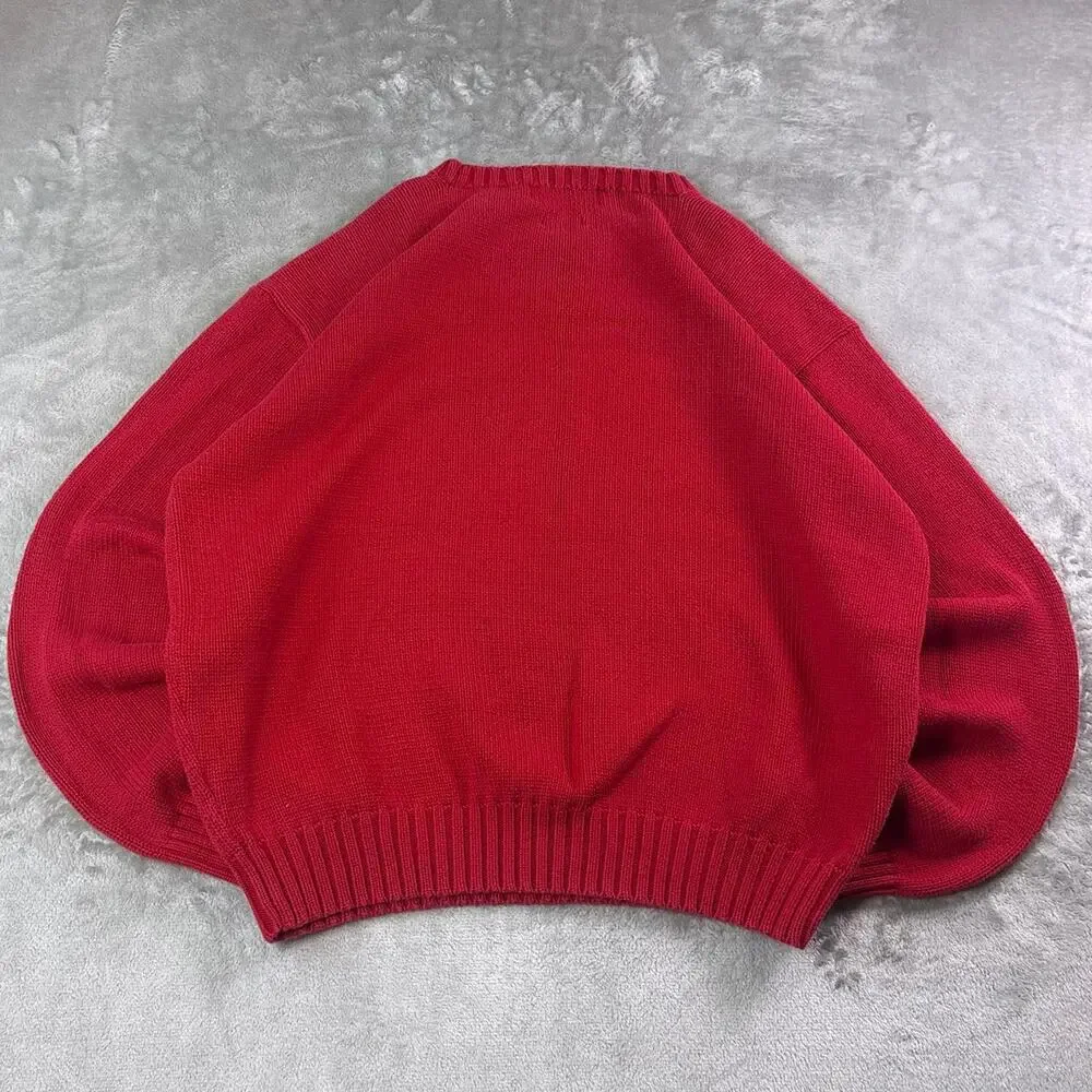 Vintage Polo Ralph Lauren Red Cotton Knit Sweater Men’s  Size XL